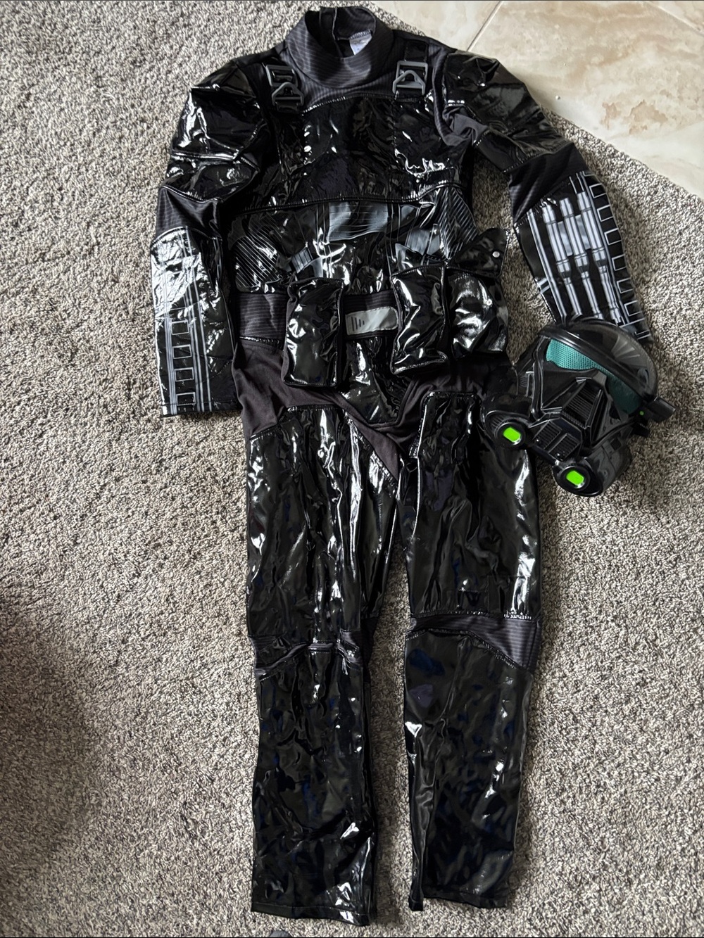 Disney Black Shiny Tactical Superhero Costume with Mask